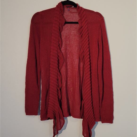 Eileen Fisher Open-Drape Cardigan Pleated Ruffle MP Medium Petite - Picture 2 of 7